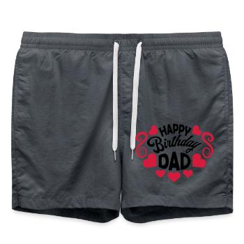 Happy Birthday Dad - Swim Trunks - anthracite - Front - AI Model Male 185 light (185cm)