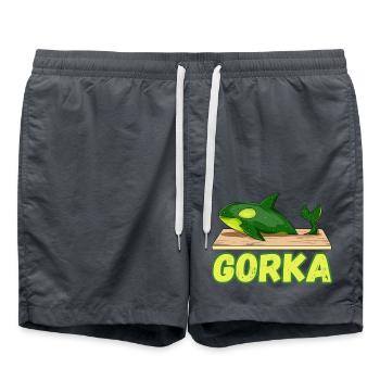 Gorka Orca Gurke Orka Wal Wortspiel - Badeshorts - Anthrazit - Vorne - AI Model Male 185 light (185cm)