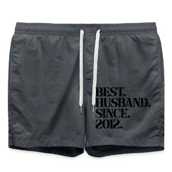Best Husband Since 2012, 11 Years Anniversary Gift - Swim Trunks - anthracite - Front - AI Model Male 185 light (185cm)