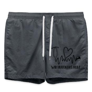 Herzformiges Stethoskop: Wir heilen das Herz - Badeshorts - Anthrazit - Vorne - AI Model Male 185 light (185cm)