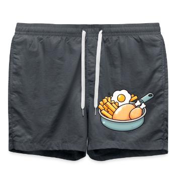 Fried Chicken Egg - Swim Trunks - anthracite - Front - AI Model Male 185 light (185cm)