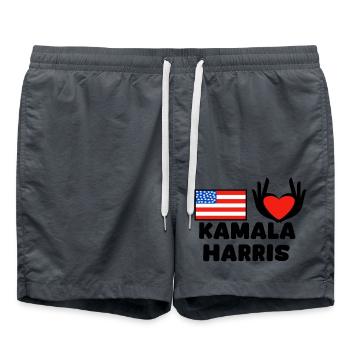 Heart Hand - America - Kamala Harris - American - Swim Trunks - anthracite - Front - AI Model Male 185 light (185cm)
