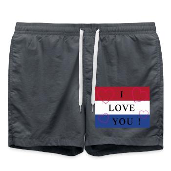 Holland / Niederlande / Pays-Bas Flagge / Drapeau - Badeshorts - Anthrazit - Vorne - AI Model Male 185 light (185cm)