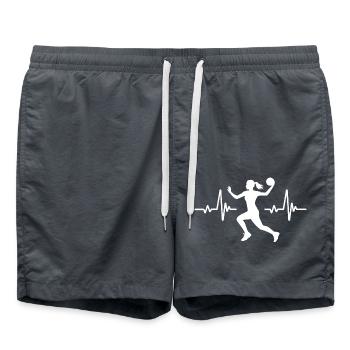 Herzschlag eines Handballspielers, Handball - Badeshorts - Anthrazit - Vorne - AI Model Male 185 light (185cm)