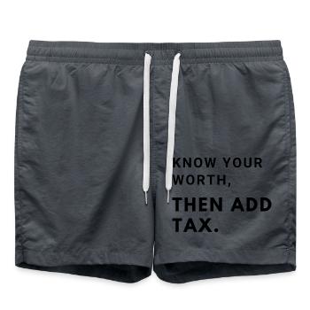 Connaissez votre valeur, puis ajoutez des impôts - Short de bain - charbon - Devant - AI Model Male 185 light (185cm)