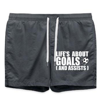 Im Leben geht es um Tore und Vorlagen - Badeshorts - Anthrazit - Vorne - AI Model Male 185 light (185cm)