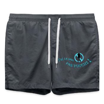 I'm 14 years old, don't touch it! - Swim Trunks - anthracite - Front - AI Model Male 185 light (185cm)