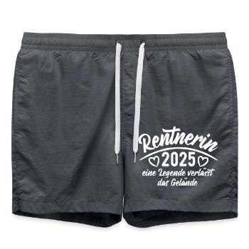 Rentnerin 2025 Eine Legende verlässt das Gelände - Badeshorts - Anthrazit - Vorne - AI Model Male 185 light (185cm)