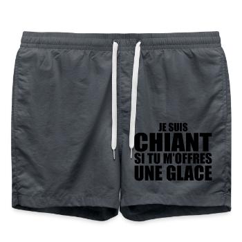 Man who adores: . Funny Design Humor - Swim Trunks - anthracite - Front - AI Model Male 185 light (185cm)