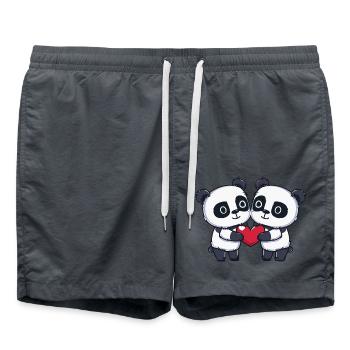 Panda Couple Valentine's Day - Swim Trunks - anthracite - Front - AI Model Male 185 light (185cm)