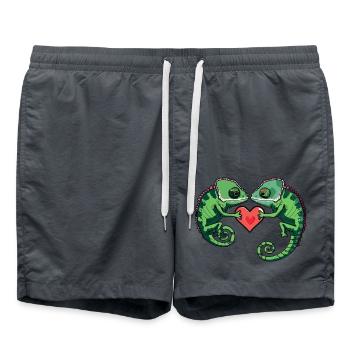 Chameleon Paar Valentinstag - Badeshorts - Anthrazit - Vorne - AI Model Male 185 light (185cm)