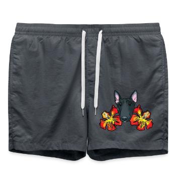Bull Terrier avec fleurs d’hibiscus - Short de bain - charbon - Devant - AI Model Male 185 light (185cm)