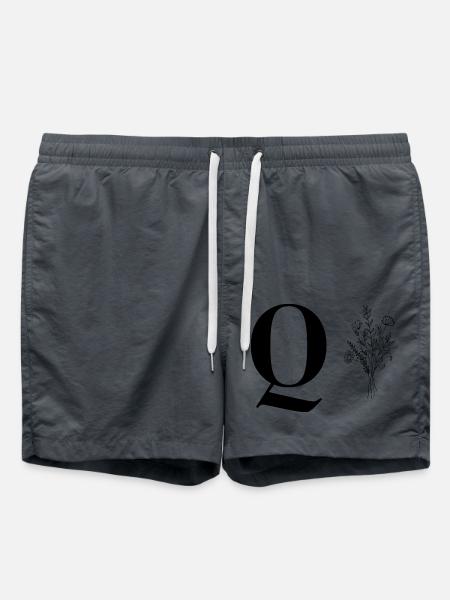 Minimalistisches Blumenmuster - Badeshorts - Anthrazit