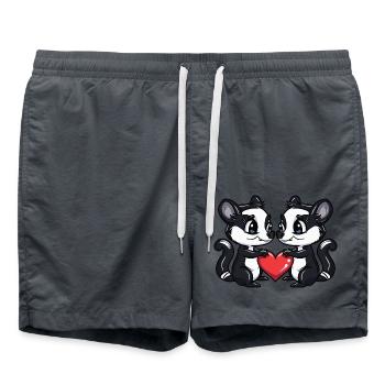 Stinktier Paar Valentinstag - Badeshorts - Anthrazit - Vorne - AI Model Male 185 light (185cm)