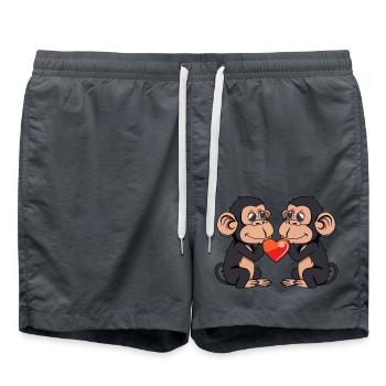 Monkey Couple In Love Valentine's Day - Swim Trunks - anthracite - Front - AI Model Male 185 light (185cm)