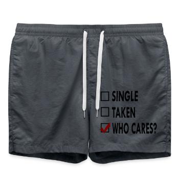 SINGLE noir blanc who - Short de bain - charbon - Devant - AI Model Male 185 light (185cm)