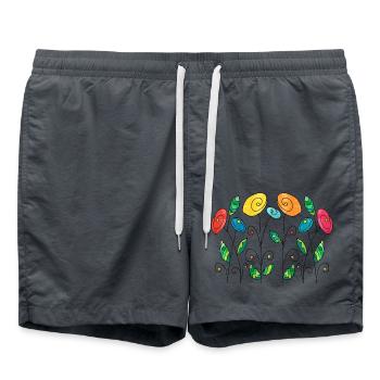 Blumen - Badeshorts - Anthrazit - Vorne - AI Model Male 185 light (185cm)