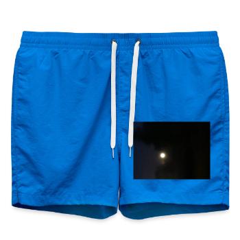 Moon in the middle of the night shines up in the pitch black of the night - Swim Trunks - cobalt blue - Front