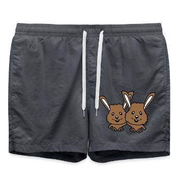 2 lapins amis équipe couple deux mains tenant l’équipage - Short de bain - charbon - Devant - AI Model Male 185 light (185cm)