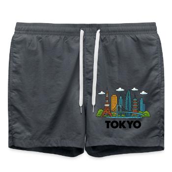 Tokyo City Skyline - Swim Trunks - anthracite - Front - AI Model Male 185 light (185cm)