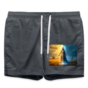 Adroa – Lugbara, dieu de la dualité, de la lumière et de l’ombre - Short de bain - charbon - Devant - AI Model Male 185 light (185cm)