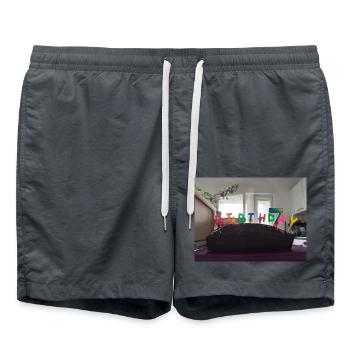 Happy Birthday - Swim Trunks - anthracite - Front - AI Model Male 185 light (185cm)