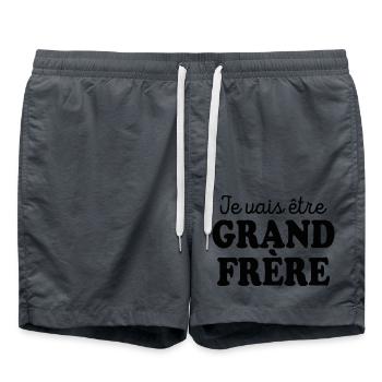 Je Vais être Grand Frère - Short de bain - charbon - Devant - AI Model Male 185 light (185cm)