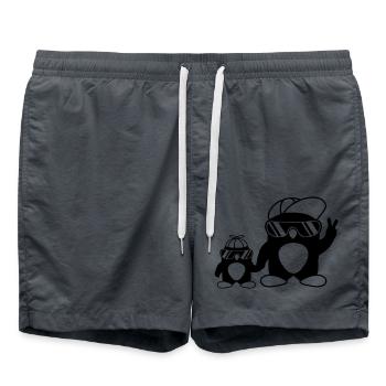 Papa kid cool penguins - Swim Trunks - anthracite - Front - AI Model Male 185 light (185cm)