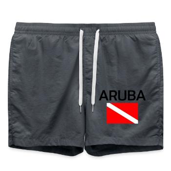 Aruba Diver Down Flag - Scuba - Diving - Tauchen - Swim Trunks - anthracite - Front - AI Model Male 185 light (185cm)