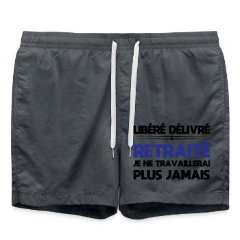 Released Released Retired - Retirement Humor T-Shirt - Swim Trunks - anthracite - Front - AI Model Male 185 light (185cm)