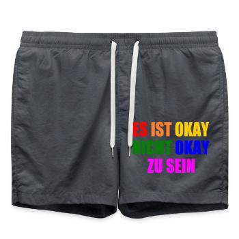 es ist okay nicht okay zu sein - Badeshorts - Anthrazit - Vorne - AI Model Male 185 light (185cm)