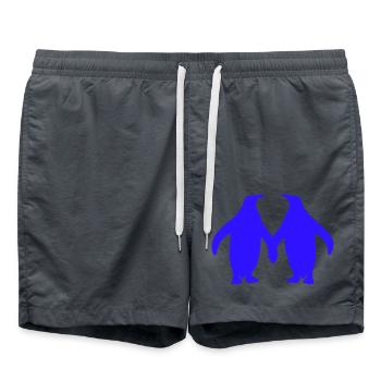 Deux Pingouins Couple Couple Amour 2 Mains En Amour - Short de bain - charbon - Devant - AI Model Male 185 light (185cm)