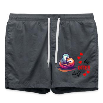 Loutre demi-amour cadeau - Short de bain - charbon - Devant - AI Model Male 185 light (185cm)