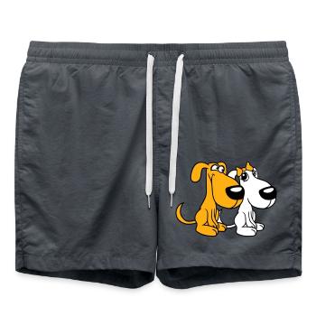 2 Hunde Team Zwei Freunde Liebe Pärchen Verliebt - Badeshorts - Anthrazit - Vorne - AI Model Male 185 light (185cm)
