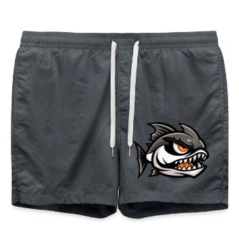 Piranha Fische Comic - Badeshorts - Anthrazit - Vorne - AI Model Male 185 light (185cm)