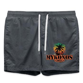 Mykonos 2025 Palmen - Badeshorts - Anthrazit - Vorne - AI Model Male 185 light (185cm)