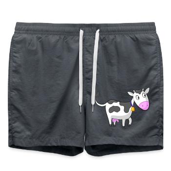 Glückliche Comic Kuh - Badeshorts - Anthrazit - Vorne - AI Model Male 185 light (185cm)