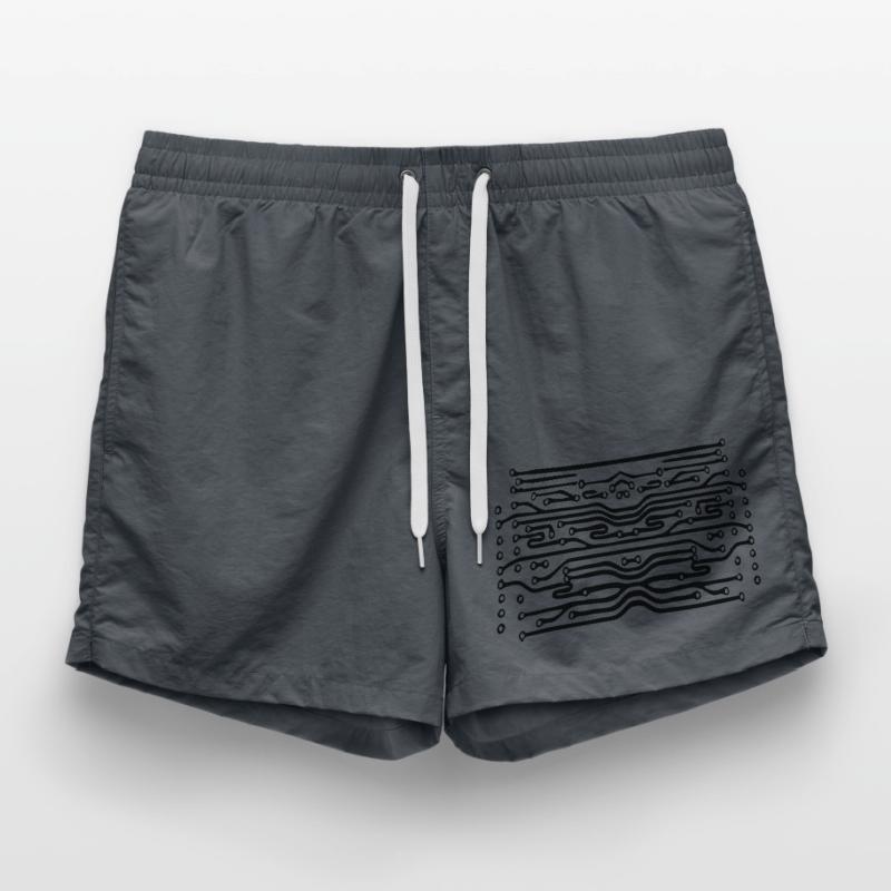 design lines microchip disk pattern cool lines Swim Trunks