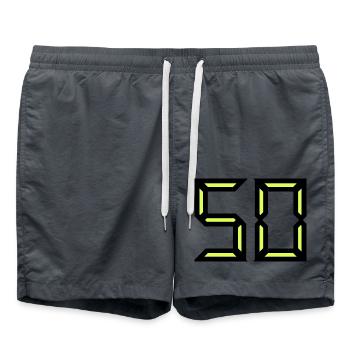 50. 50 YEARS. 50th ANNIVERSARY. BIRTHDAY 50 YEARS. - Swim Trunks - anthracite - Front - AI Model Male 185 light (185cm)