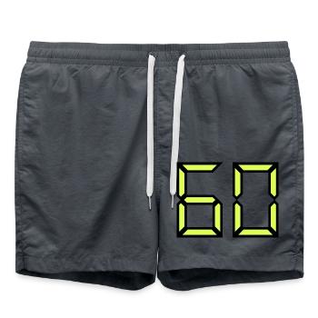 60 YEARS. 60TH ANNIVERSARY. BIRTHDAY 60 YEARS. 60 - Swim Trunks - anthracite - Front - AI Model Male 185 light (185cm)
