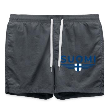 Conception de t-shirts en Finlande – Nordic Style & Nature - Short de bain - charbon - Devant - AI Model Male 185 light (185cm)