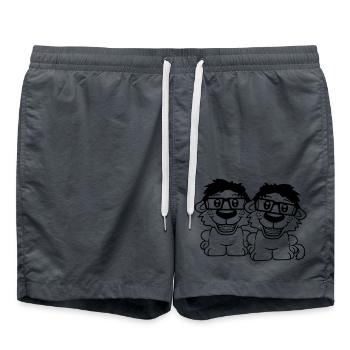 2 Hunde Nerds Hornbrille Geeks Zahnspange Schlau - Badeshorts - Anthrazit - Vorne - AI Model Male 185 light (185cm)