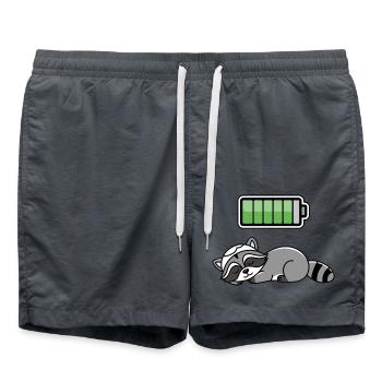 Racoon Sleeping Recharging Night Bedtime - Badeshorts - Anthrazit - Vorne - AI Model Male 185 light (185cm)