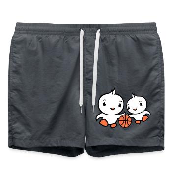 2 Birds Playing Basketball Together Fun Sports Cute - Swim Trunks - anthracite - Front - AI Model Male 185 light (185cm)