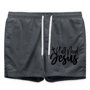 Yall Need Jesus - Swim Trunks - anthracite - Front - AI Model Male 185 light (185cm)