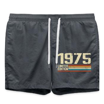 Vintage 1975 Anniversaire Rétro - Né en 1975 - Short de bain - charbon - Devant - AI Model Male 185 light (185cm)