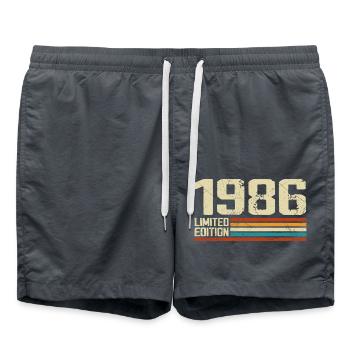 Vintage 1986 Retro Birthday - Born in 1986 - Swim Trunks - anthracite - Front - AI Model Male 185 light (185cm)