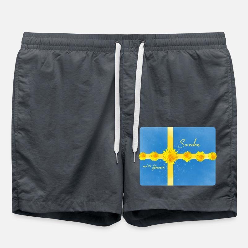 Suède Fleurs Suède Drapeau - Short de bain - charbon