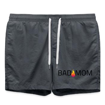 Bad Mom Schriftzug Logo Flamme - Badeshorts - Anthrazit - Vorne - AI Model Male 185 light (185cm)