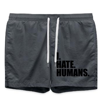cool logo humans text aufkleber fuck you fuck off - Badeshorts - Anthrazit - Vorne - AI Model Male 185 light (185cm)